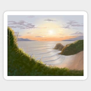 Ocean Sunset original digital painting Sticker